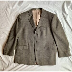 Stafford Mens Tweed Blazer Jacket 44S Wool Blend Herringbone Classic Fit